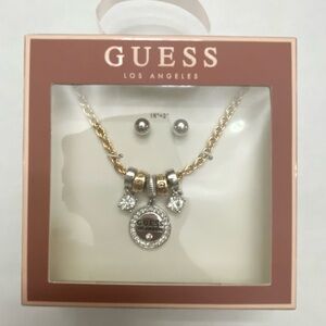 Guess 18” Gold and Silver Plated Necklace and Earring Gift Set